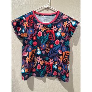 Disney Parks Alice in Wonderland Floral All Over Print Cropped Tee K-XL A-M